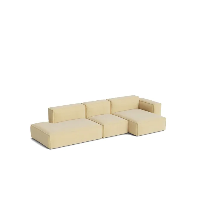Mags Soft Low Armrest sofá 2,5 lugares combinação 3 - Tartaglia Ocre white, orientado à direita, capa amovível - HAY