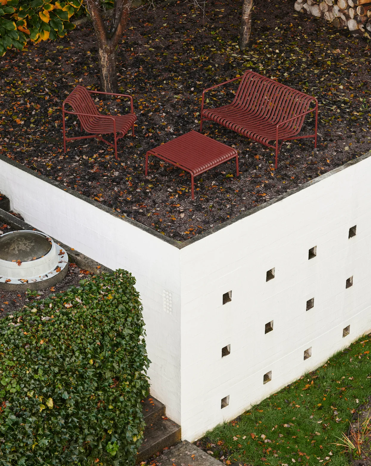 Mesa 81,5x86x38 cm Palissade Low Table, Iron red HAY