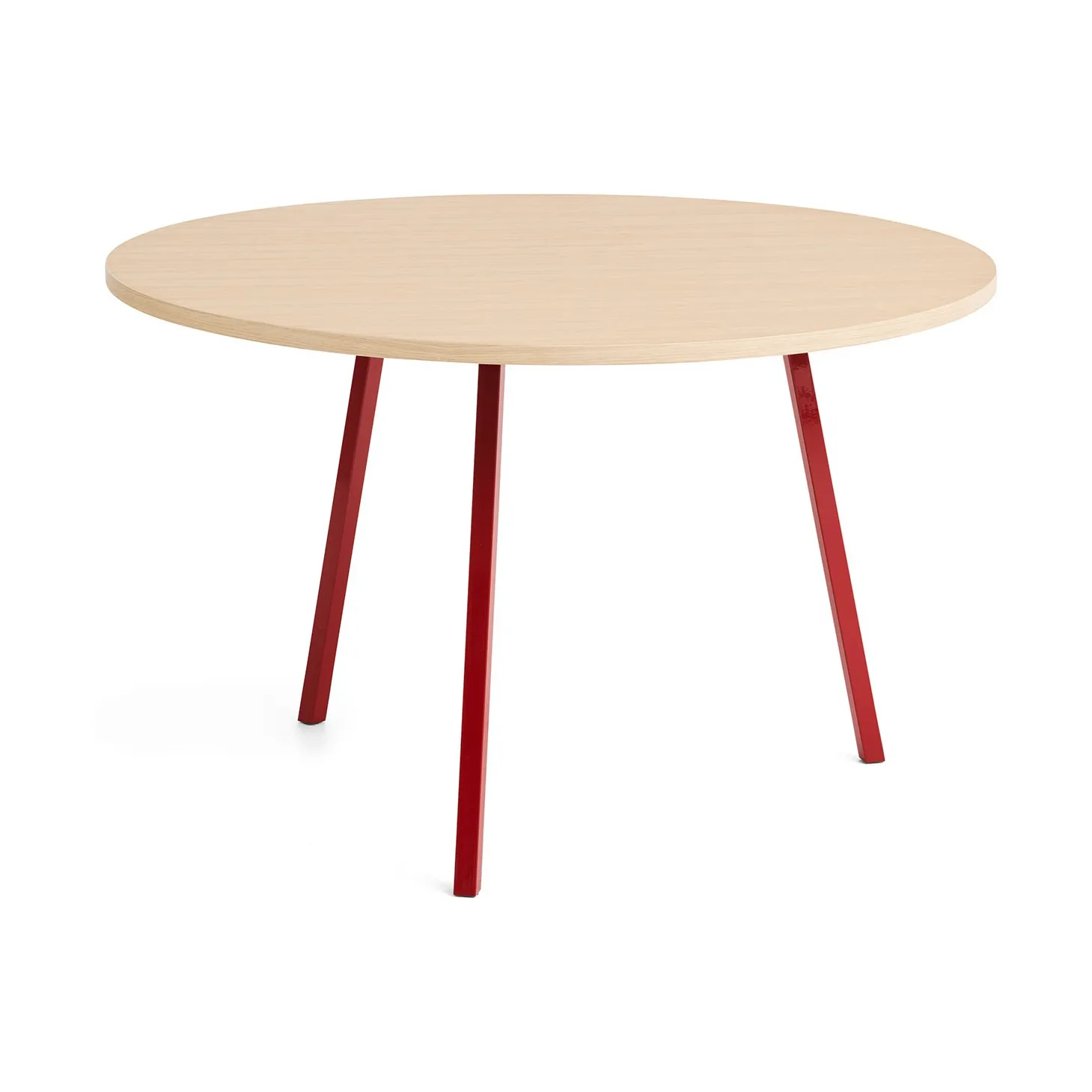 Mesa de jantar Loop Stand Ø120 cm, Maroon red-clear lacq. oak HAY