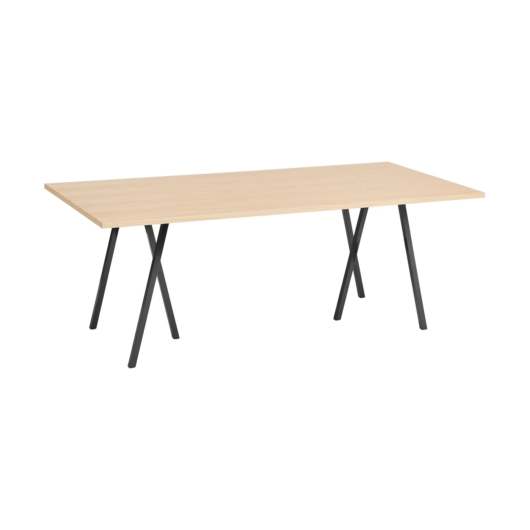 Mesa de jantar Loop Stand incl. support 92,5x200 cm, Black-clear lacq. oak HAY