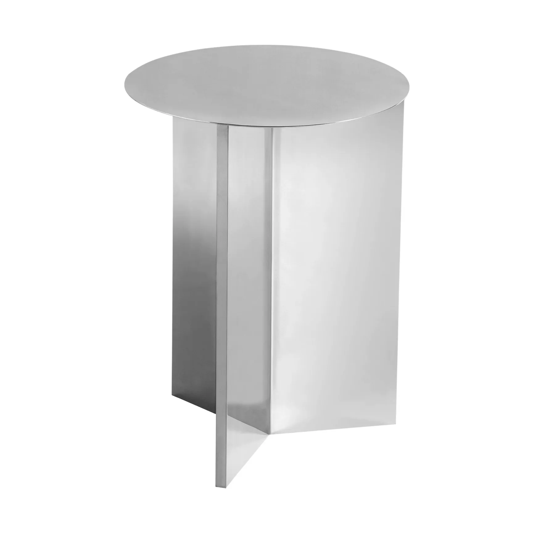 Mesa lateral Slit high Ø35 cm, Mirror polished steel HAY