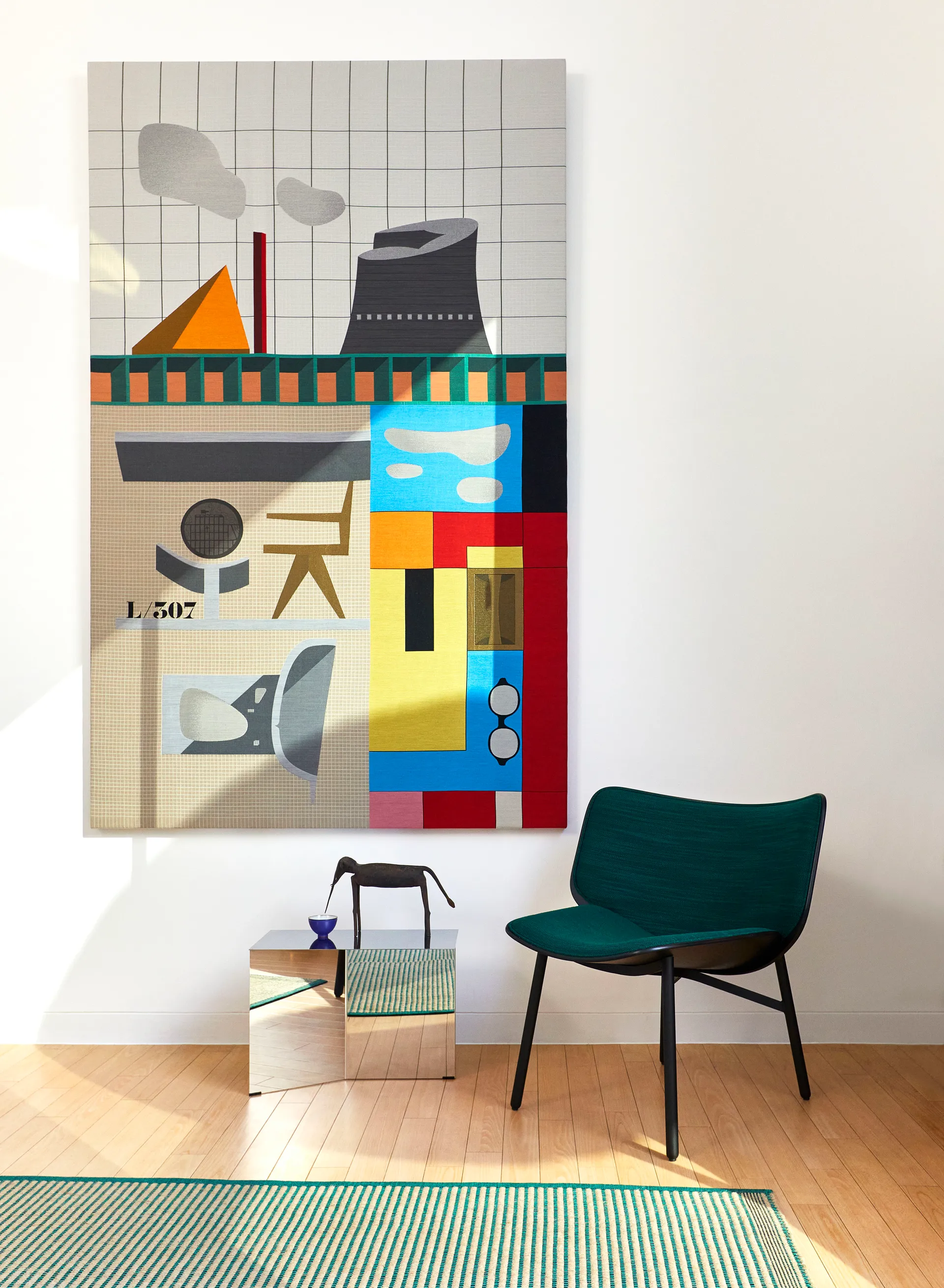 Mesa lateral Slit Oblong 27,5x49 cm, Mirror polished steel HAY