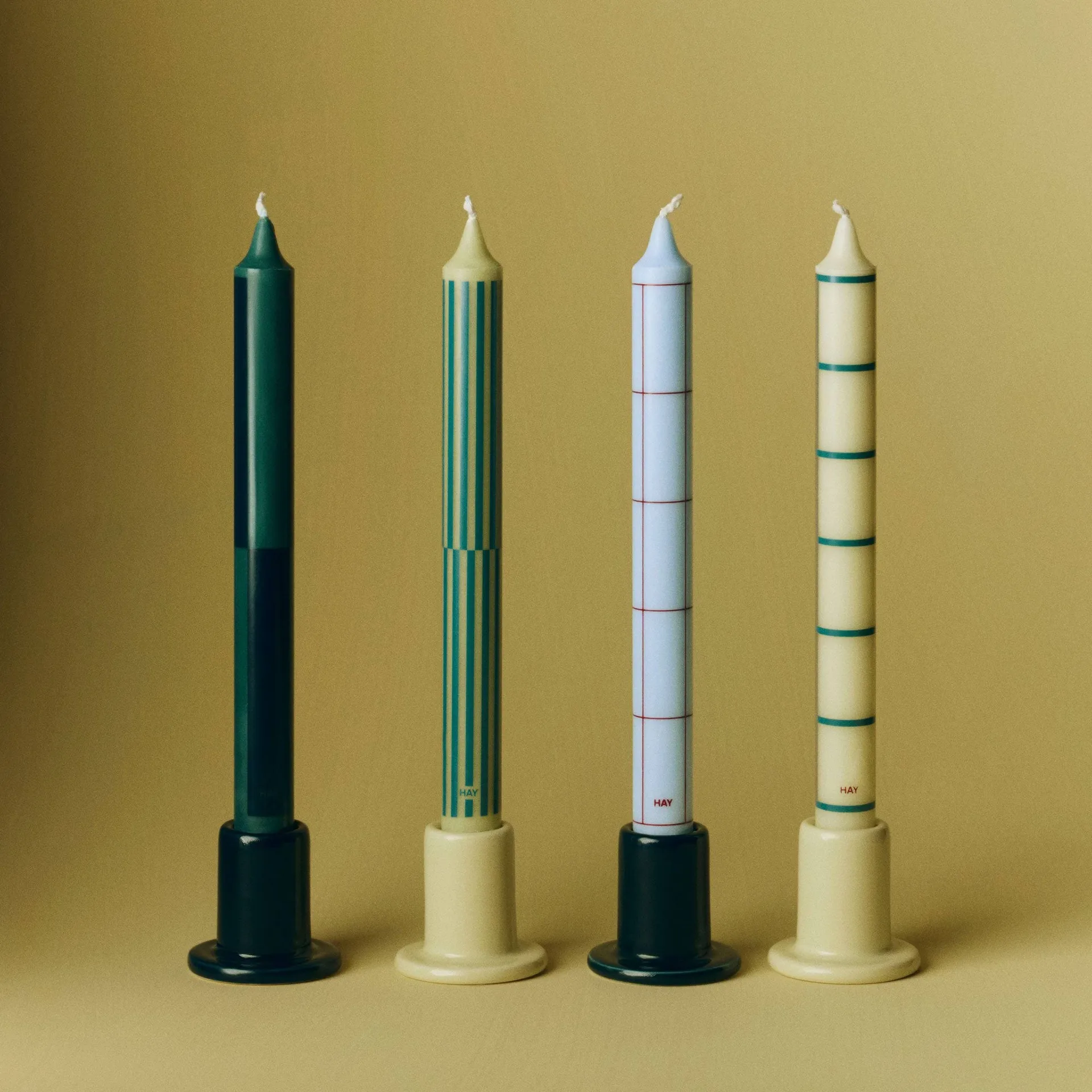 Mix de velas Pattern 4-pack, Green-prateado HAY