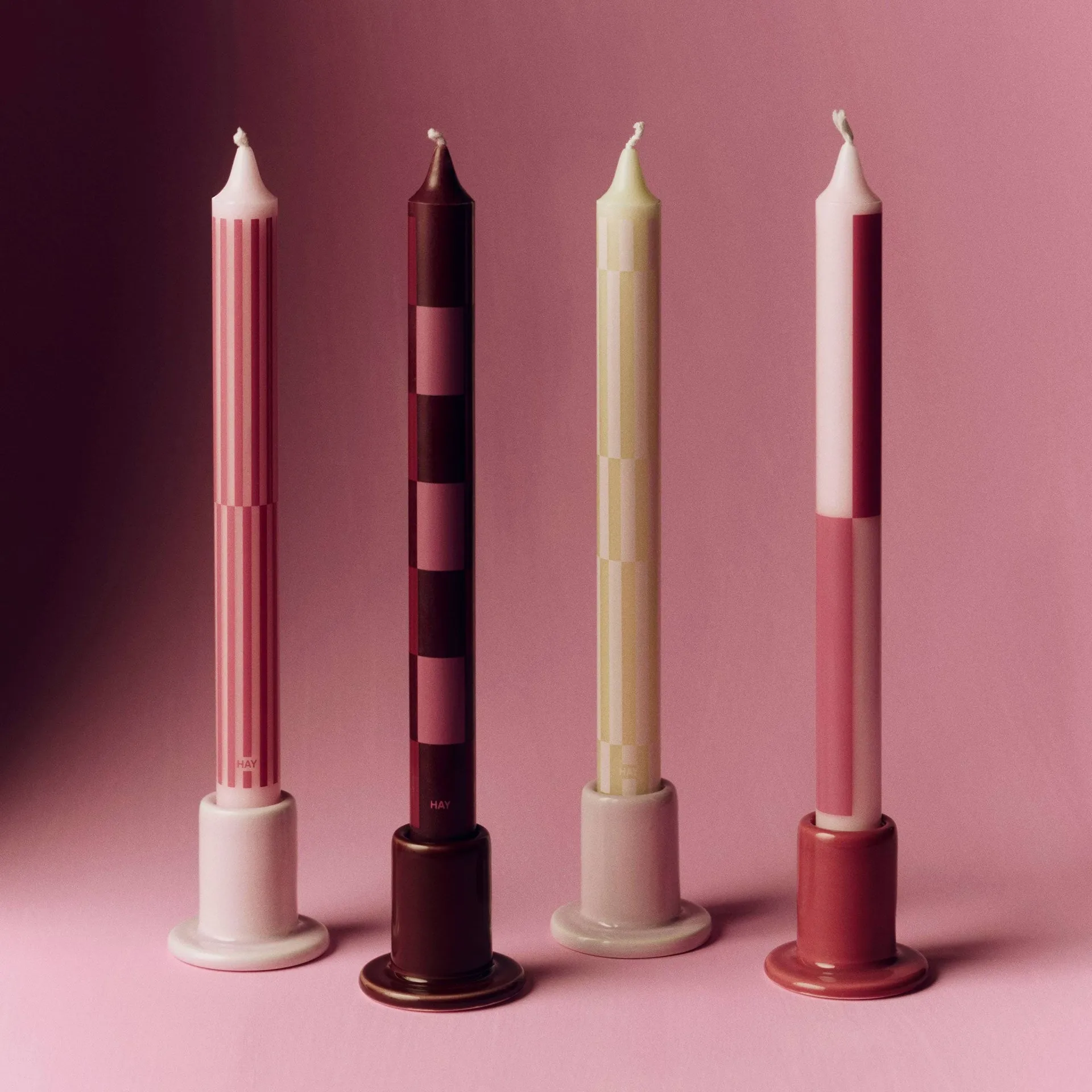 Mix de velas Pattern 4-pack, Pink-bordéus HAY