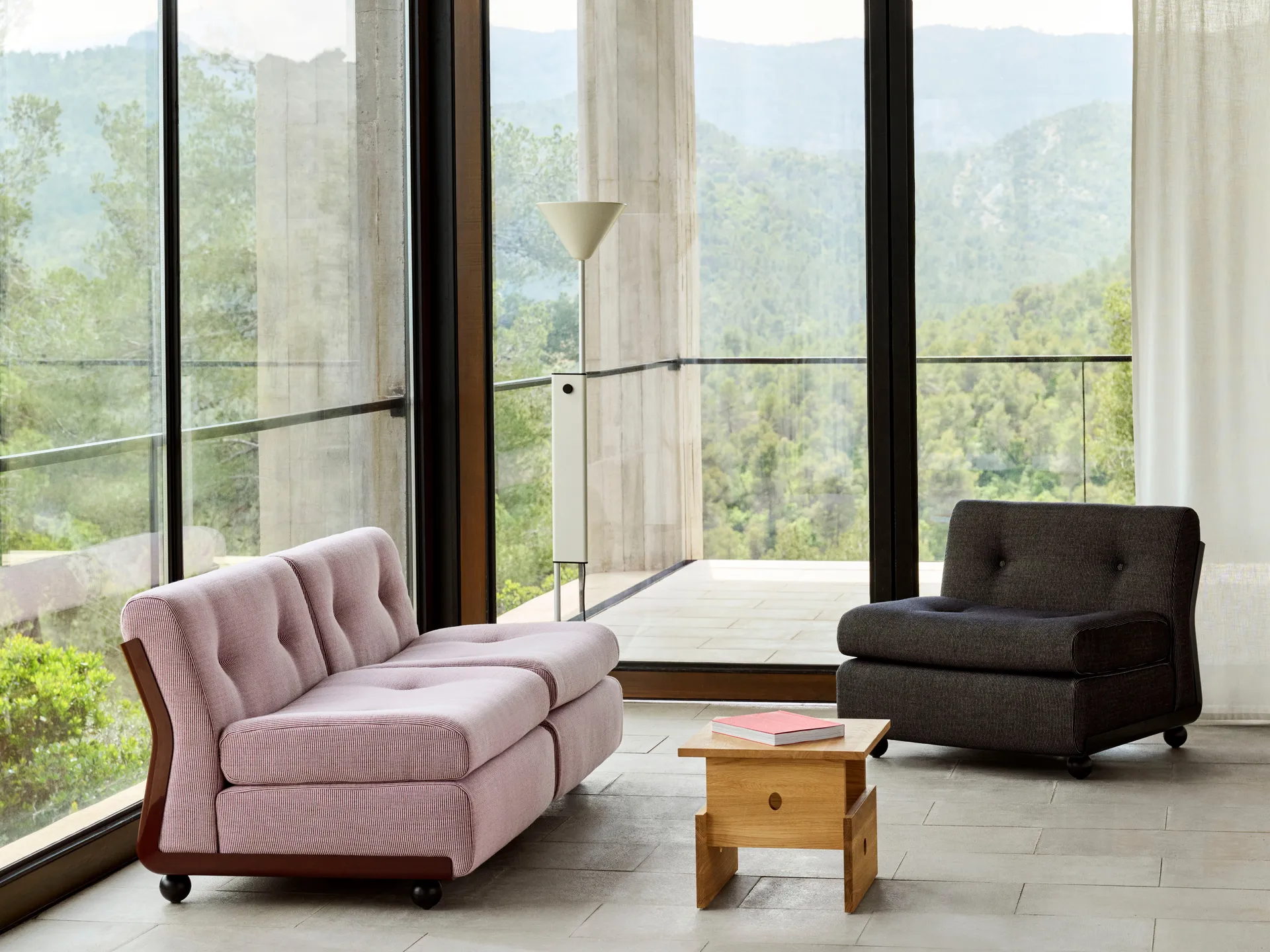 Módulo de sofá Amanta, Antracite–azul turfa vermelho mesclado, 1 lugar / poltrona HAY