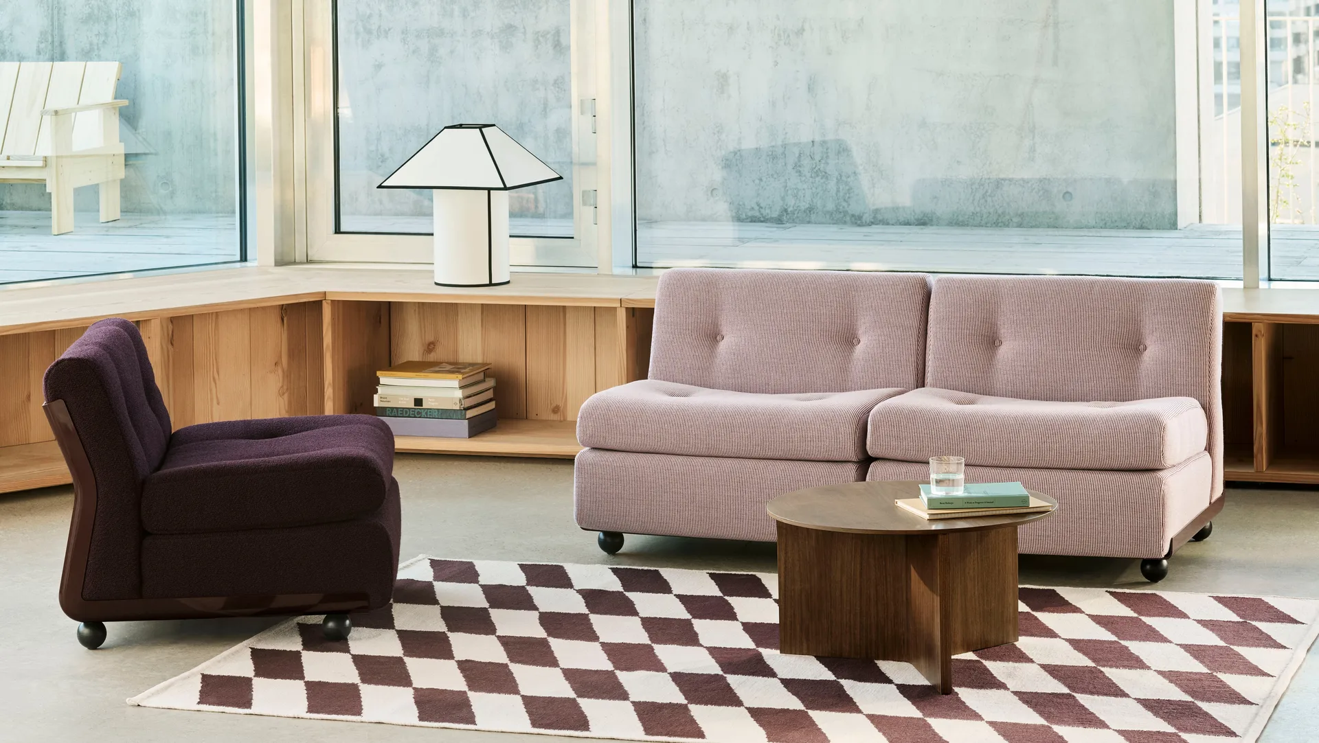 Módulo de sofá Amanta, Vermelho bordô–Yuma 1851, 2 lugares HAY