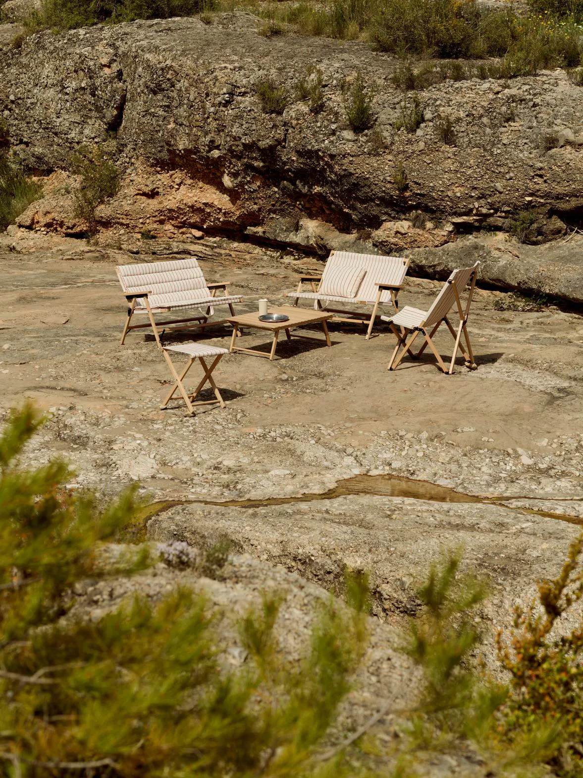 Outdoor Market banco dobrável, Beige-red HAY