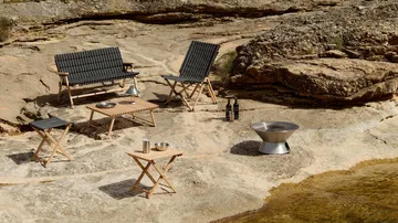 Outdoor Market sofá dobrável - Black-bege, 2 lugares - HAY