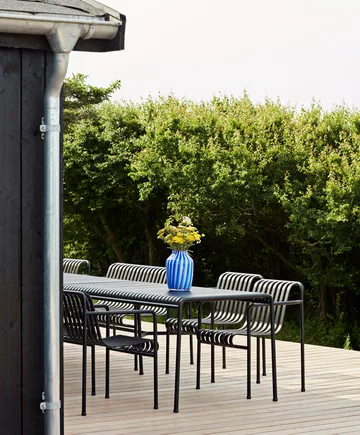 Palissade conjunto de jantar 2 cadeiras com braços + banco 170x90 cm antracite - HAY