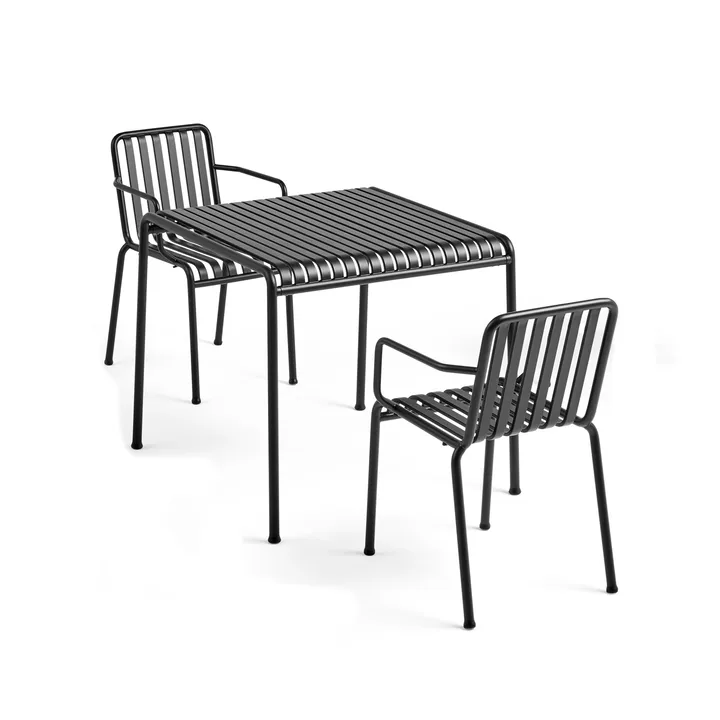 Palissade conjunto de jantar com 2 cadeiras com braços 82,5x90 cm antracite - HAY