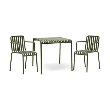 Palissade conjunto de jantar com 2 cadeiras com braços 82,5x90 cm azeitona - HAY