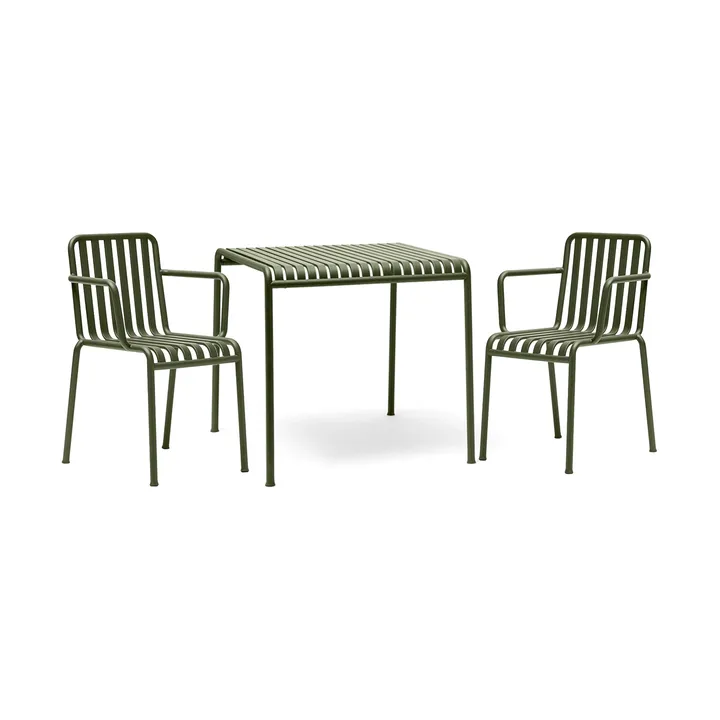 Palissade conjunto de jantar com 2 cadeiras com braços 82,5x90 cm azeitona - HAY