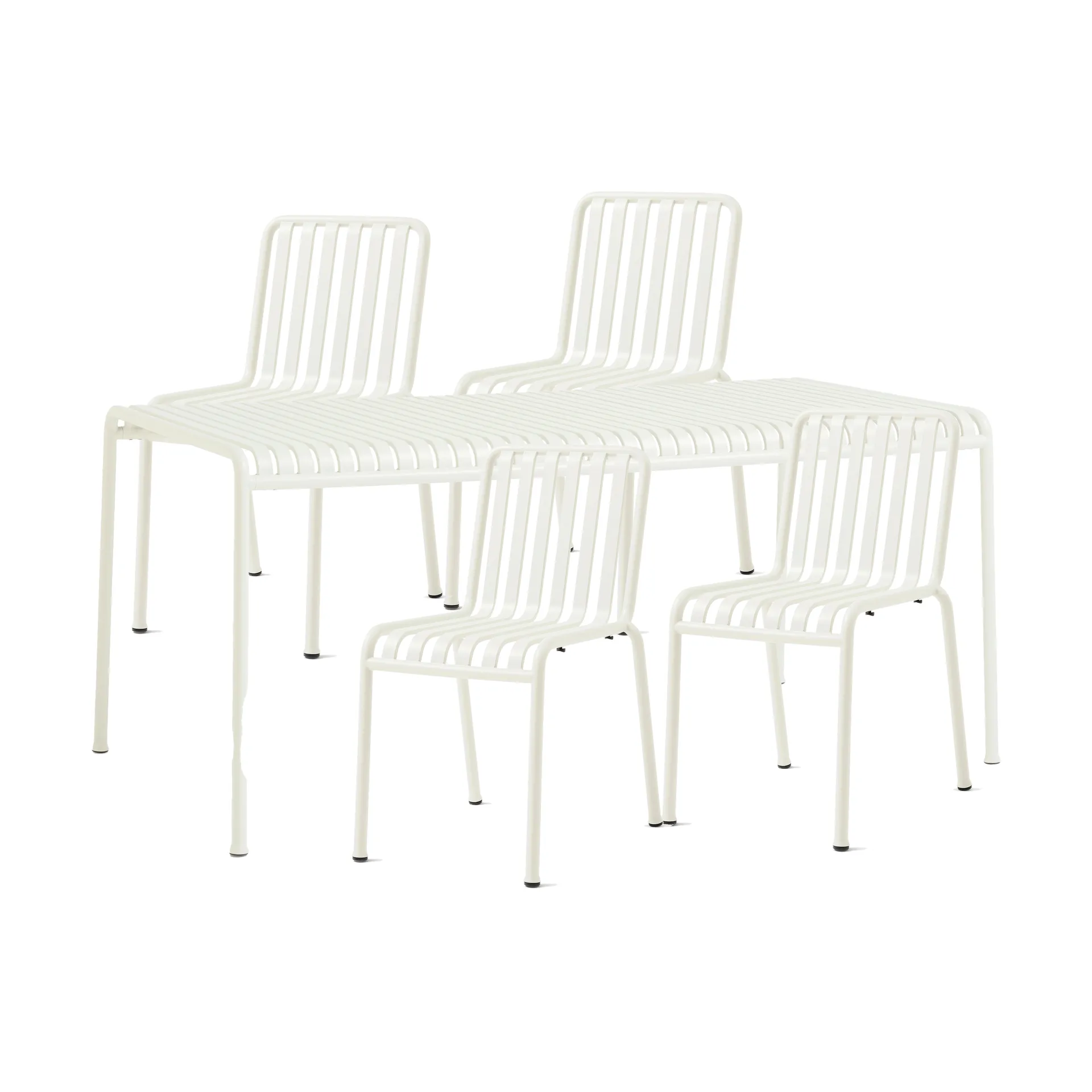 Palissade conjunto de jantar com 4 cadeiras 170x90 cm branco cremoso,  HAY