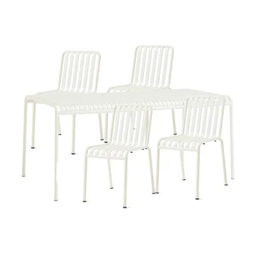 Palissade conjunto de jantar com 4 cadeiras 170x90 cm branco cremoso - HAY
