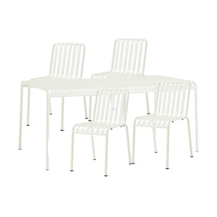 Palissade conjunto de jantar com 4 cadeiras 170x90 cm branco cremoso - HAY