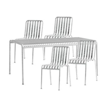 Palissade conjunto de jantar com 4 cadeiras 170x90 cm galvanizado - HAY