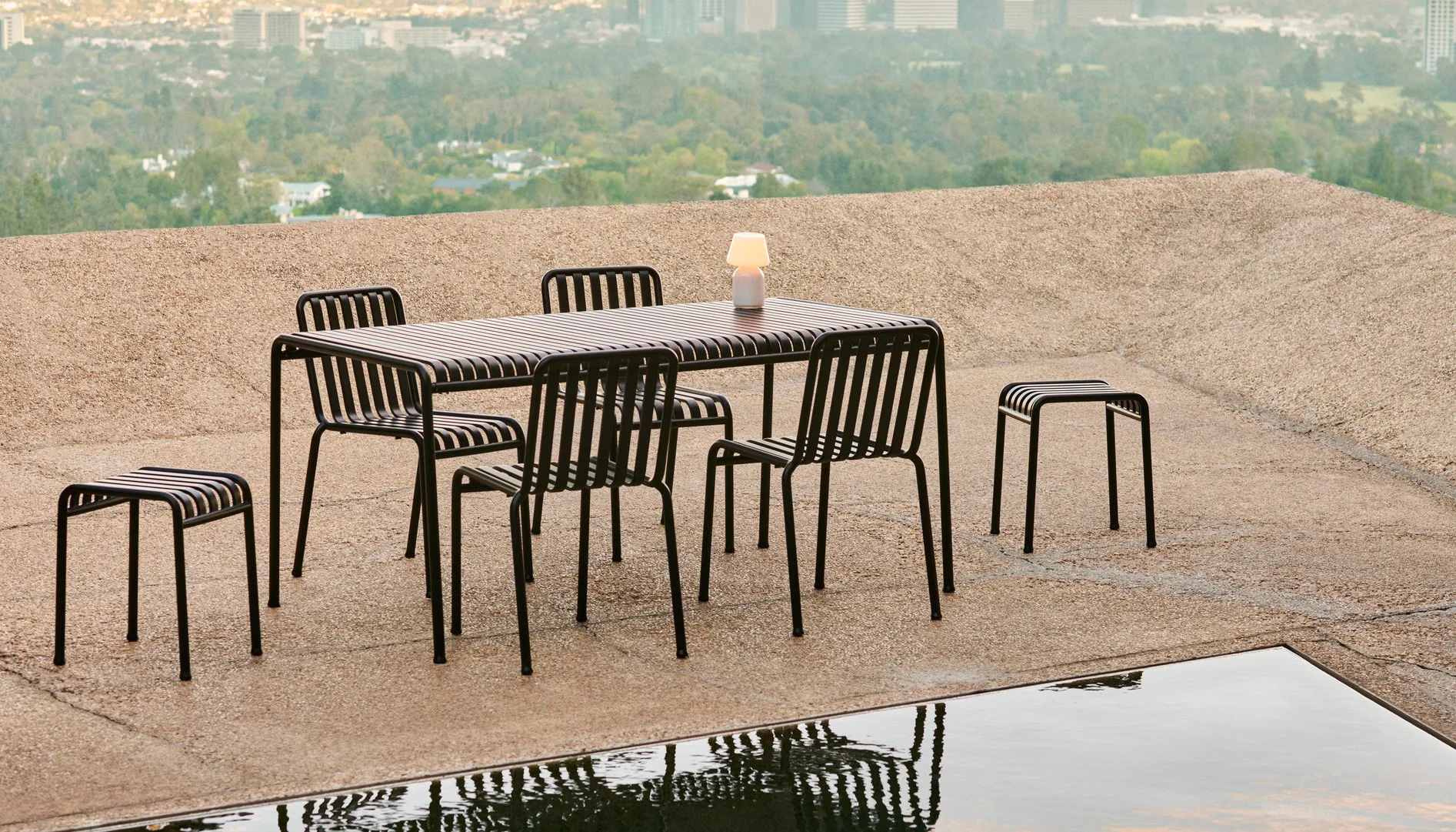 Palissade conjunto de jantar com 6 cadeiras 170x90 cm antracite,  HAY