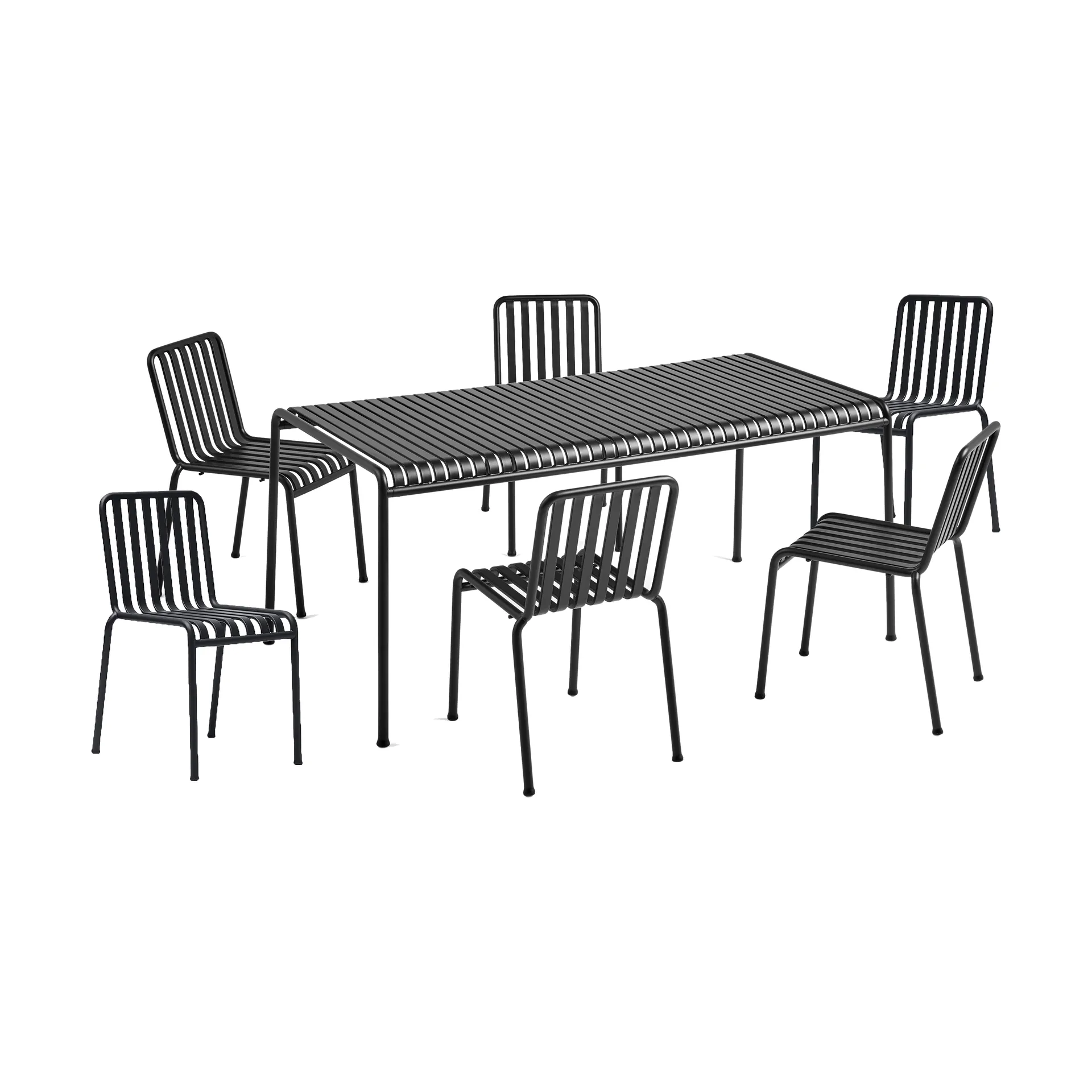 Palissade conjunto de jantar com 6 cadeiras 170x90 cm antracite HAY