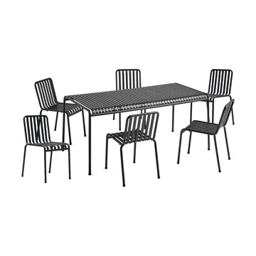Palissade conjunto de jantar com 6 cadeiras 170x90 cm antracite - HAY