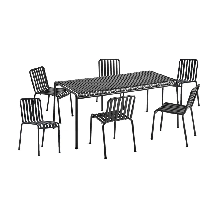Palissade conjunto de jantar com 6 cadeiras 170x90 cm antracite - HAY