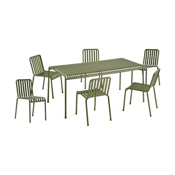 Palissade conjunto de jantar com 6 cadeiras 170x90 cm azeitona - HAY