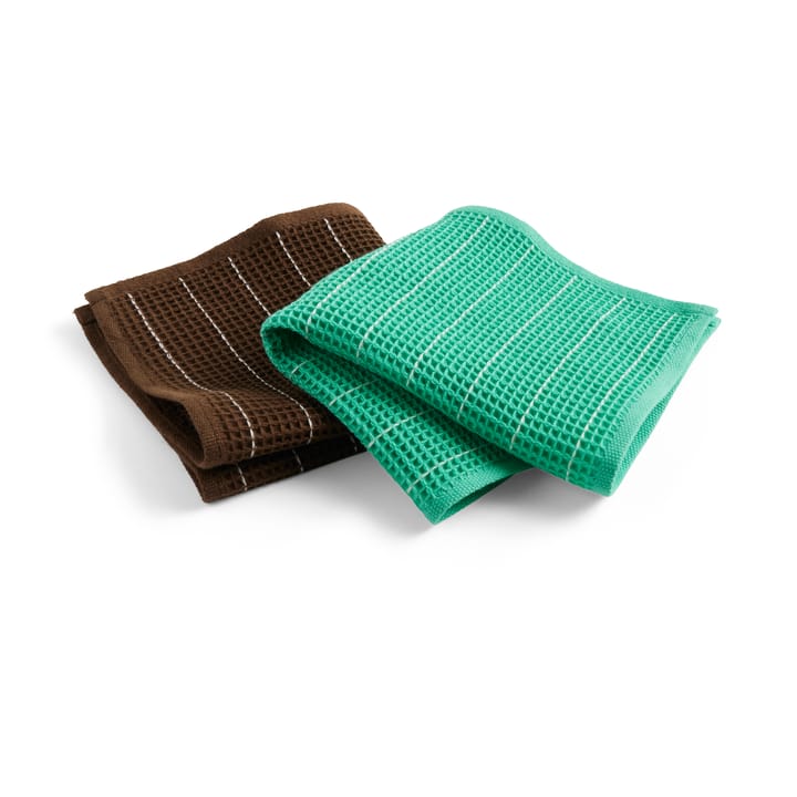 Pano de prato Canteen 31x31 cm 2-unidades  - Chocolate pinstripe-Emerald pinstripe​ - HAY