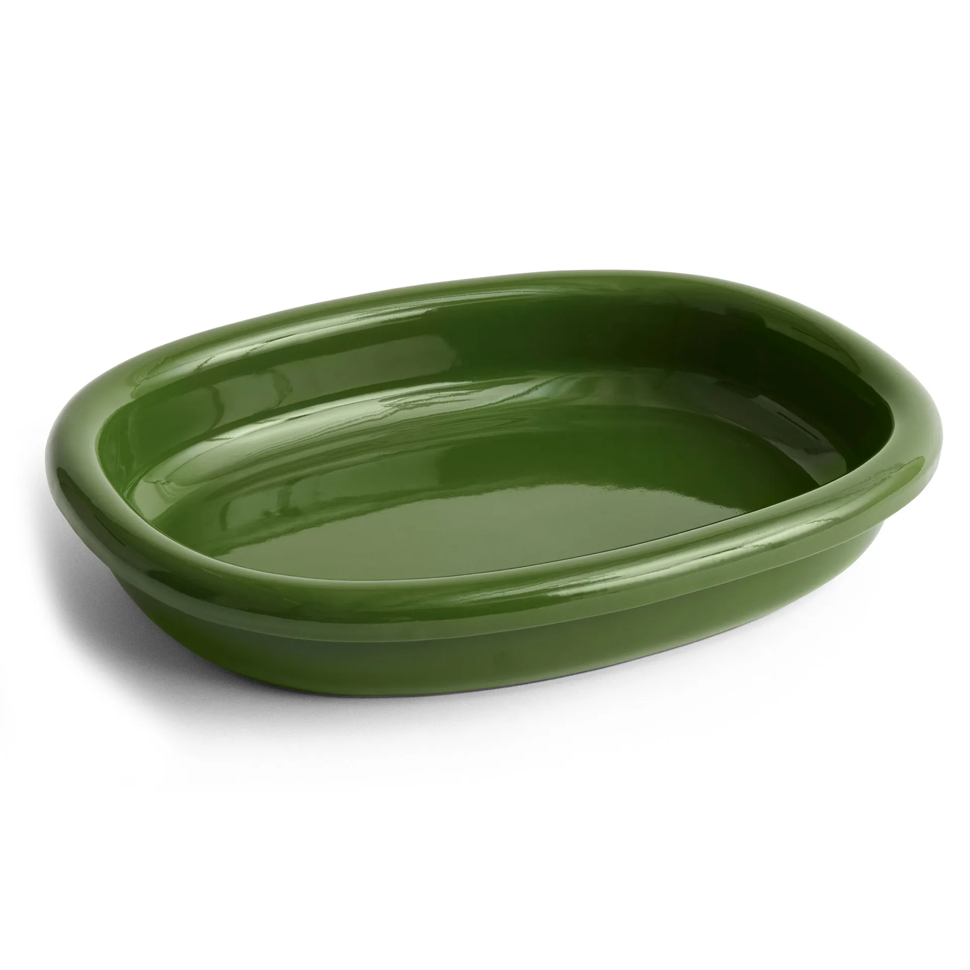 Prato de servir oval Barro large 27x36 cm, Green HAY
