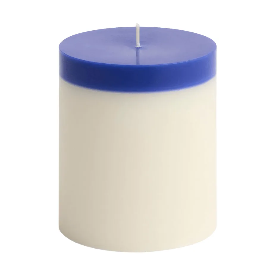 Silo Candle vela cilíndrica, Ivory-royal blue, Ø9,5x11 cm HAY