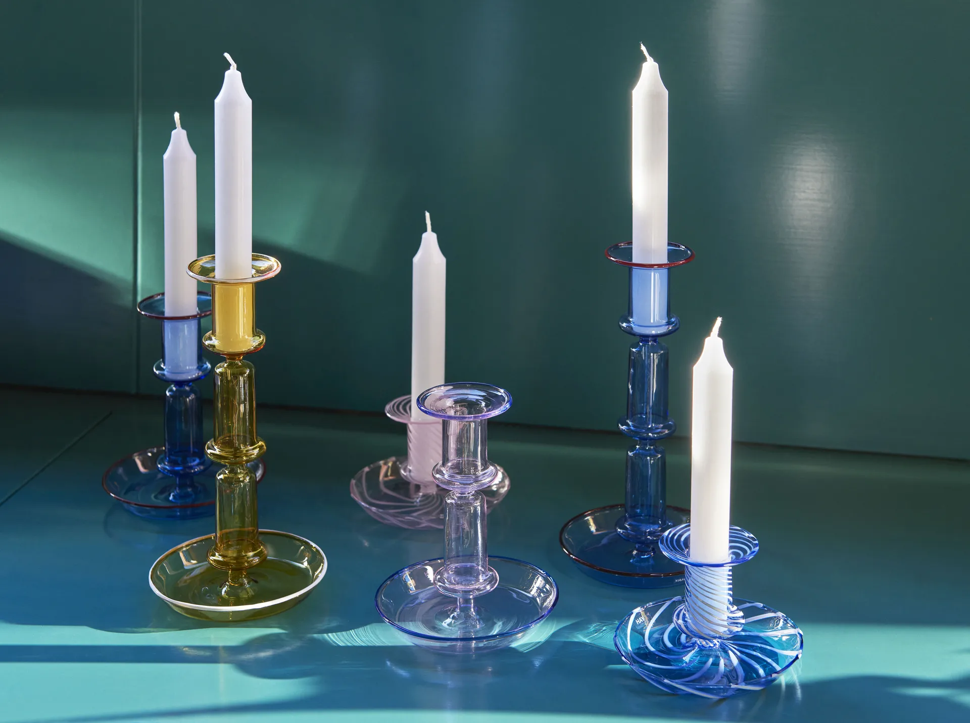 Suporte de velas Flare Stripe, azul claro HAY