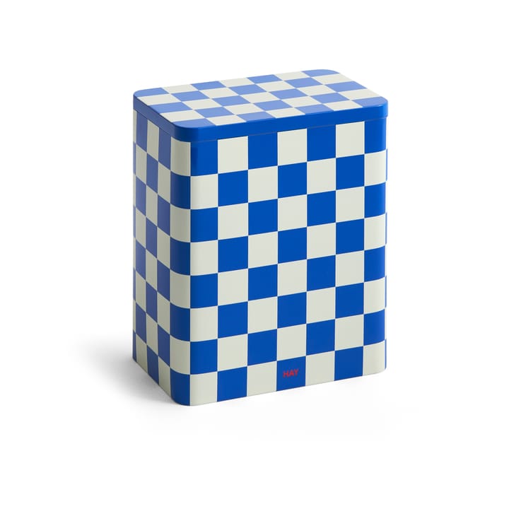 Tin Container recipiente com tampa grande - Blue-off white - HAY