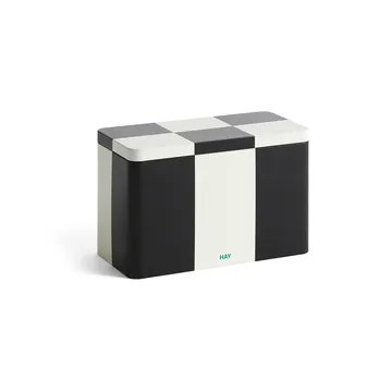 Tin Container recipiente com tampa médio - Black-off white - HAY