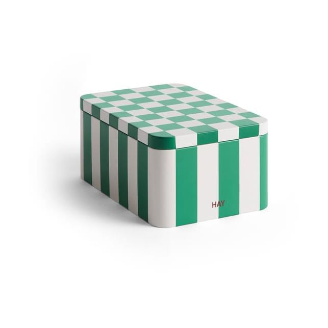 Tin Container recipiente com tampa pequeno - Verde-branco sujo - HAY