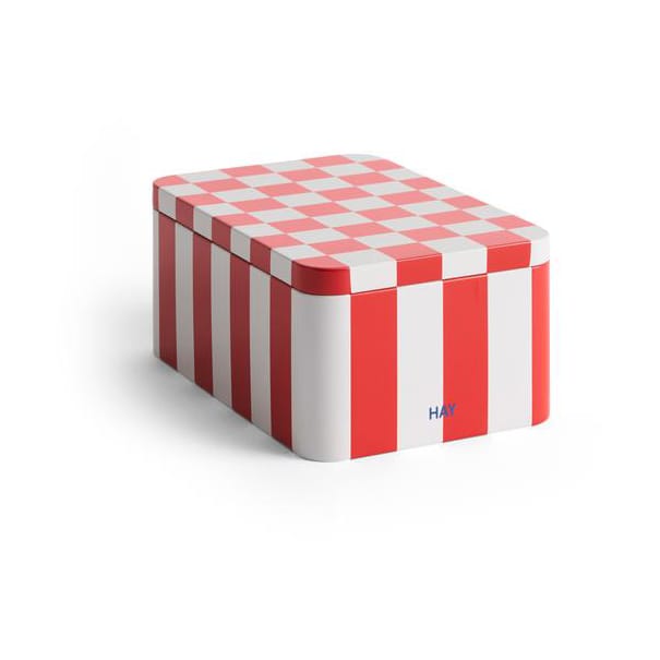 Tin Container recipiente com tampa pequeno - Vermelho-branco sujo - HAY
