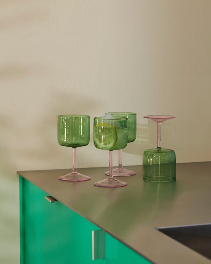 Tint copo de vinho 25 cl 2 unidades, Verde-Rosa HAY