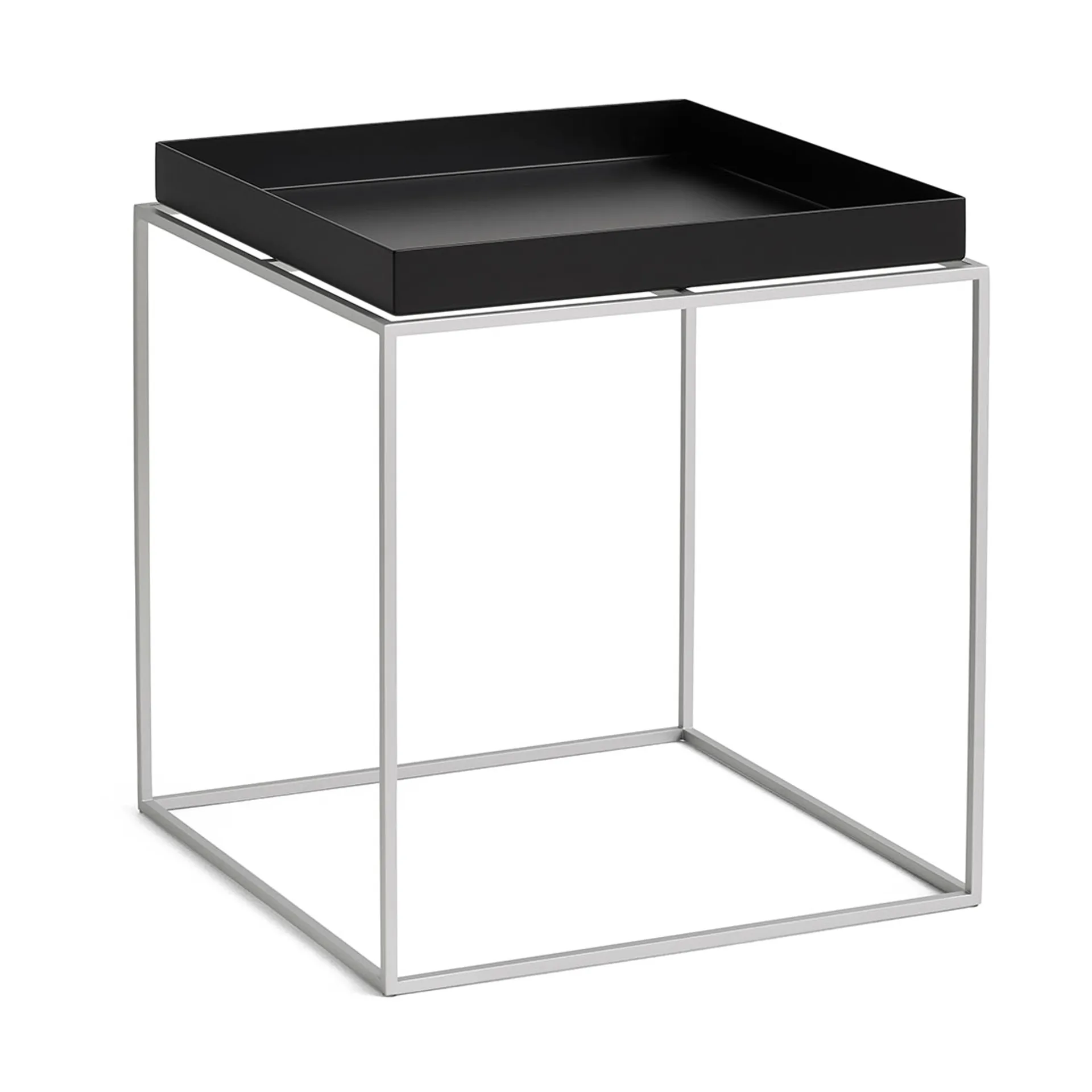 Tray Table mesa de apoio média, Black-silicone cinzento, 40x40x44 cm HAY