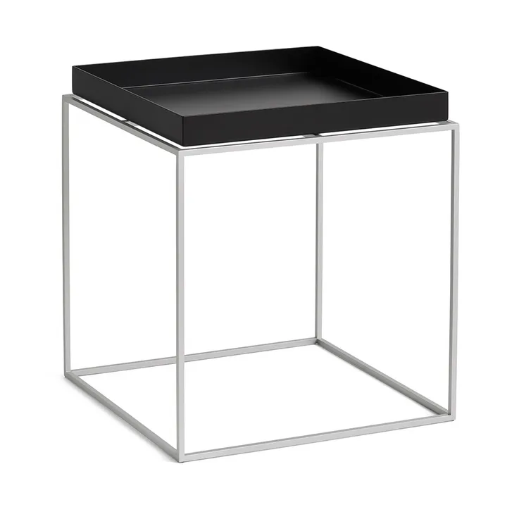 Tray Table mesa de apoio média - Black-silicone cinzento, 40x40x44 cm - HAY