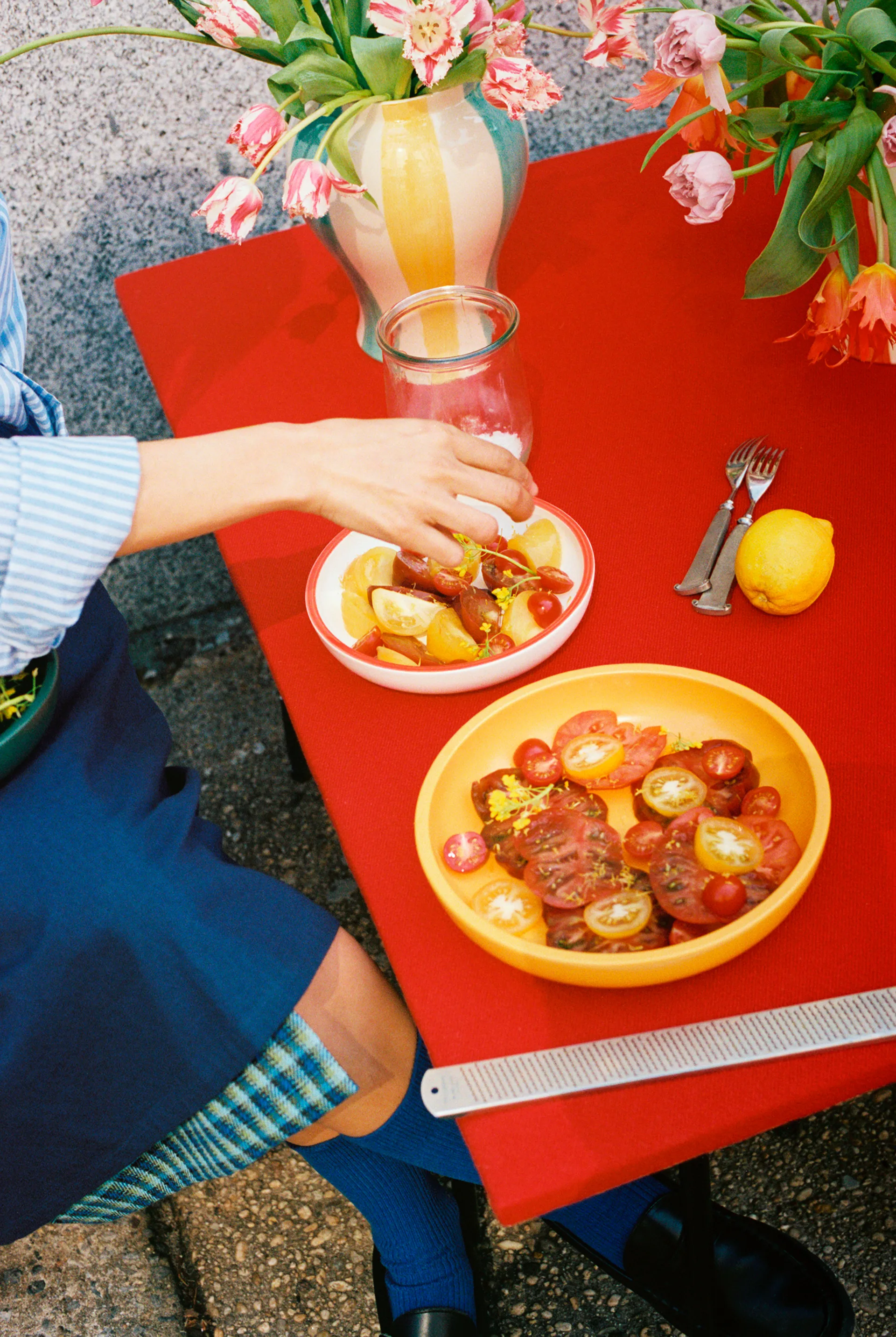 Vaso Sobremesa stripe L 25 cm, Verde-amarelo HAY