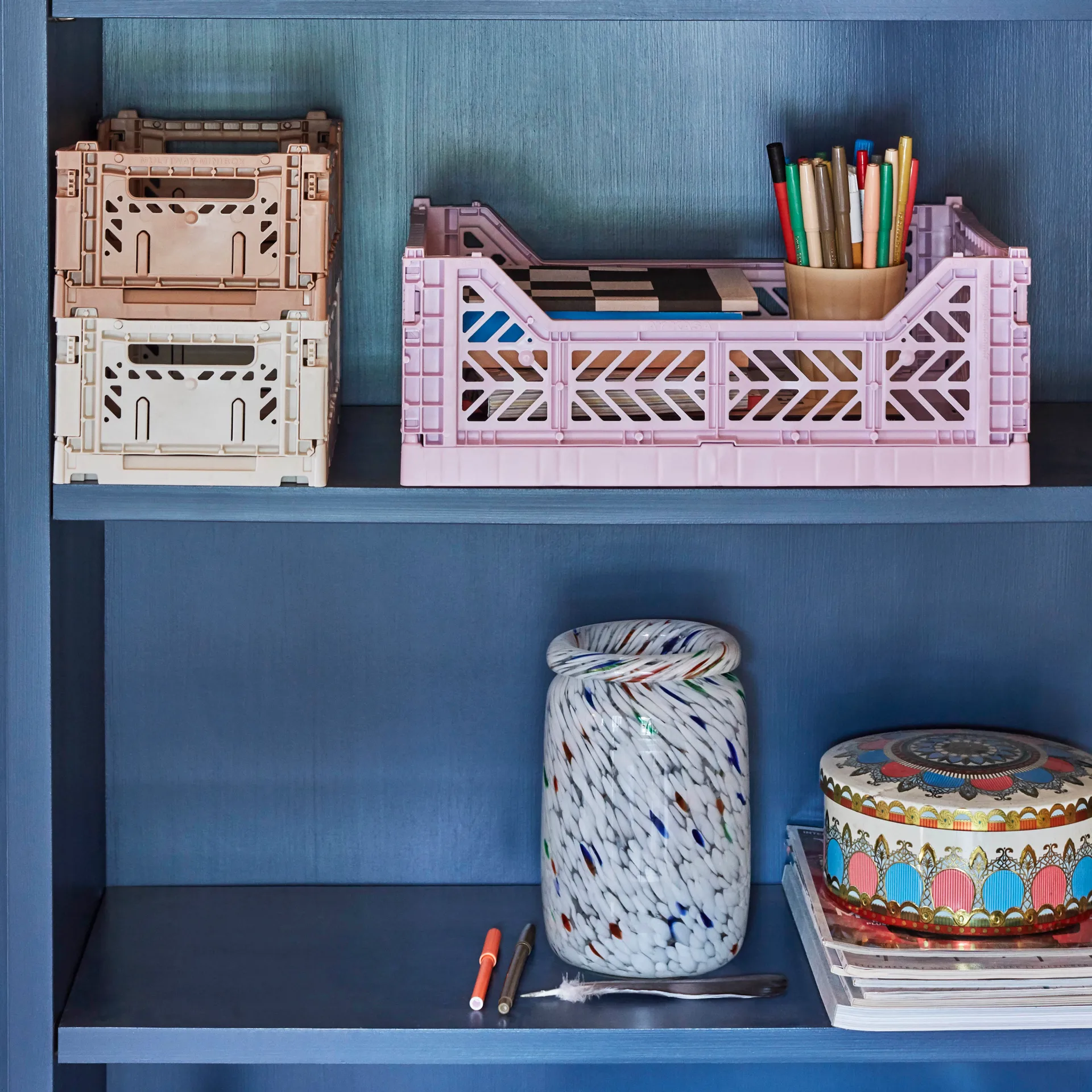 Vaso Splash Roll Neck M 22 cm, white dot (multi) HAY