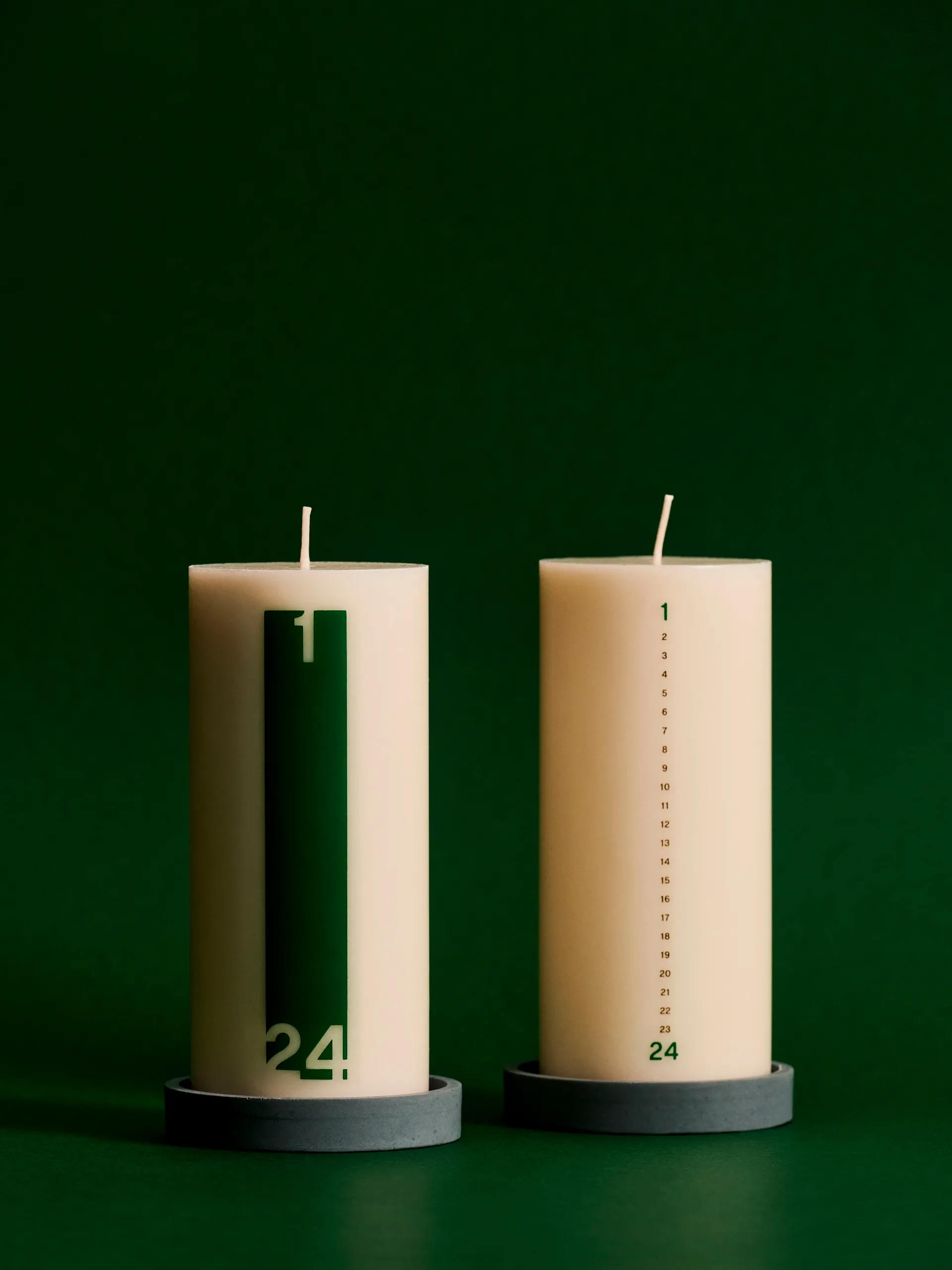 Vela de calendário e porta-velas 6,8 cm, Bold Off white-green HAY