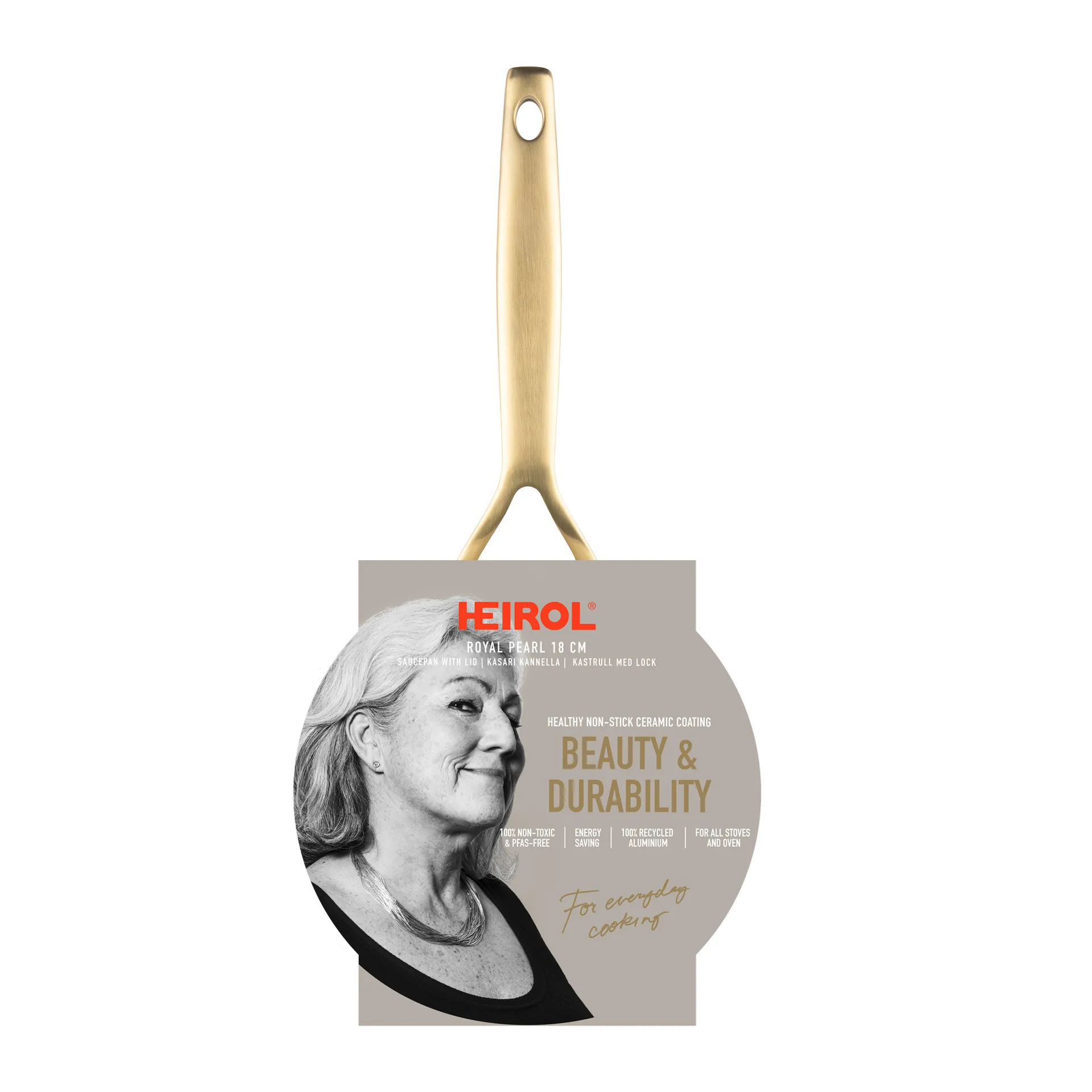 Caçarola com tampa Heirol Royal Pearl Ø18 cm, Branco-dourado Heirol