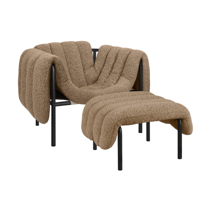 Cadeira lounge + otomano Puffy - Sawdust-black grey - Hem