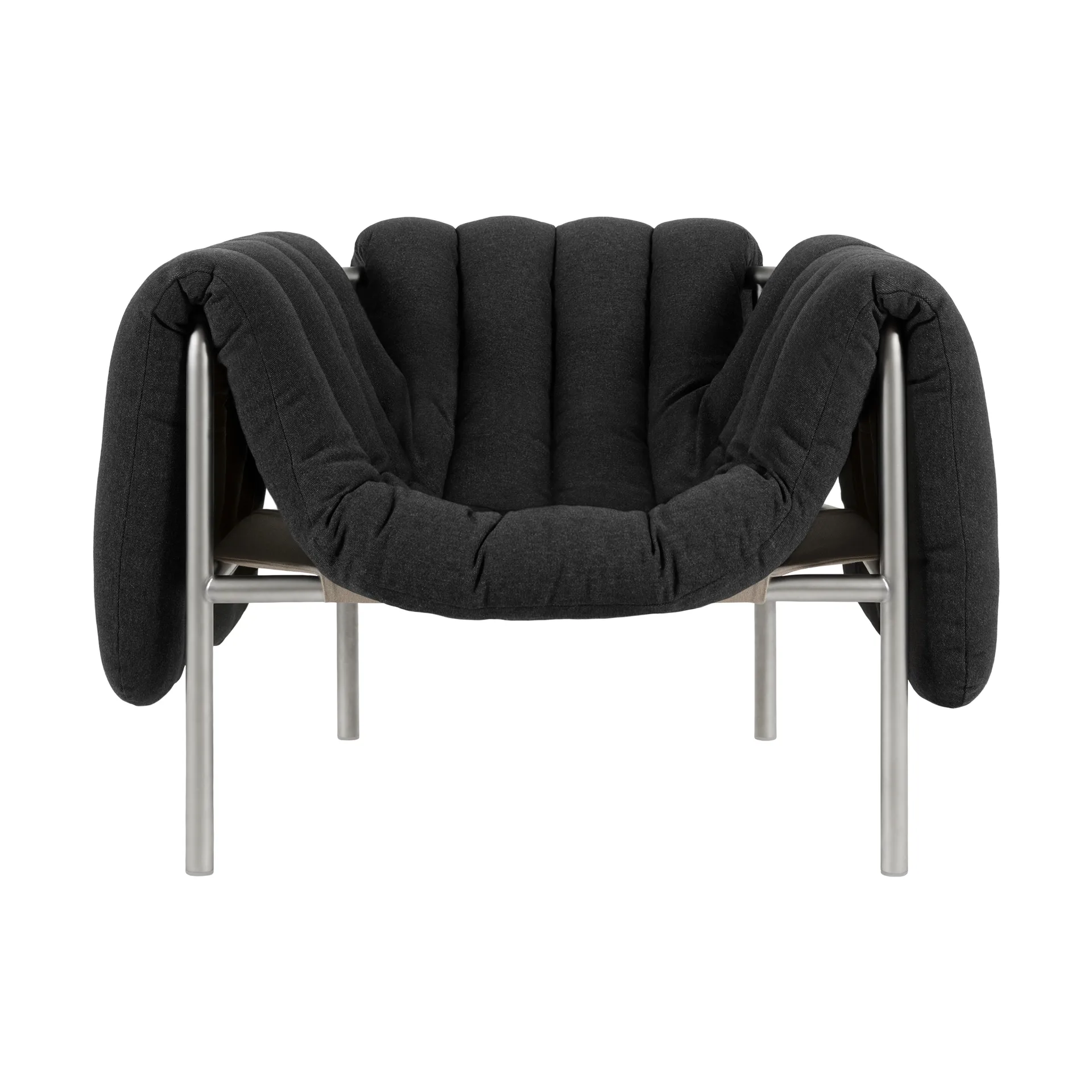 Cadeira lounge Puffy, Anthracite-aço inoxidável Hem