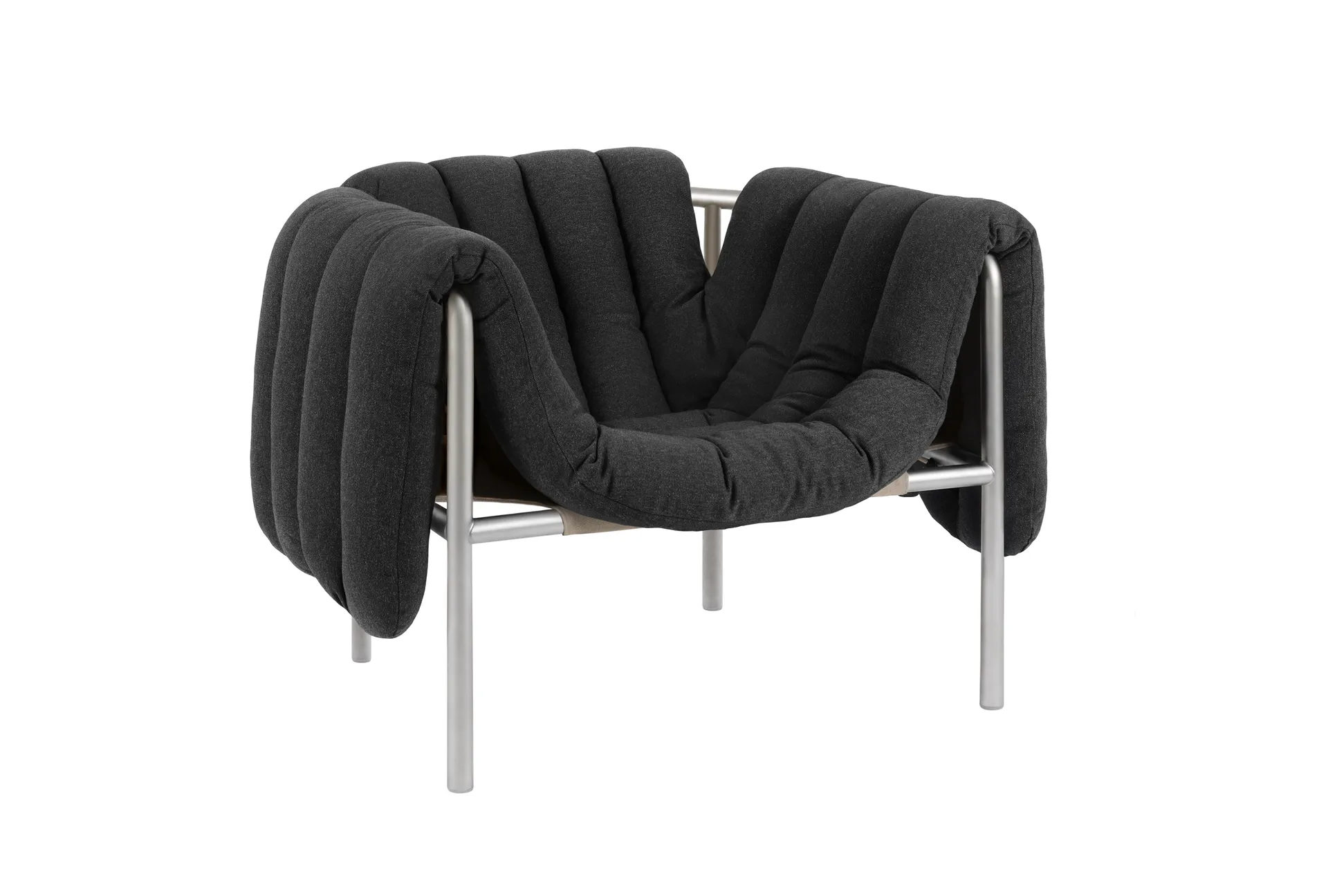 Cadeira lounge Puffy, Anthracite-aço inoxidável Hem