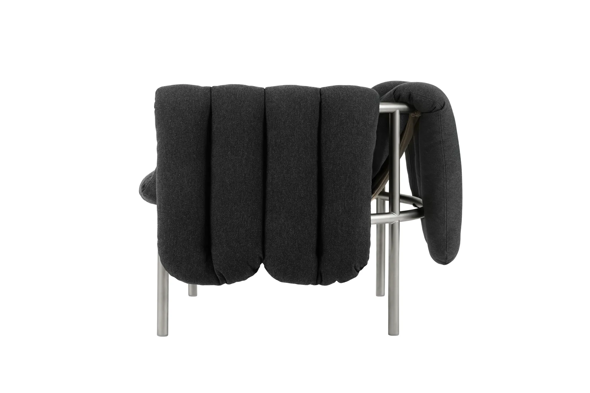 Cadeira lounge Puffy, Anthracite-aço inoxidável Hem