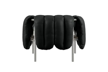 Cadeira lounge Puffy - Black leather-aço inoxidável - Hem