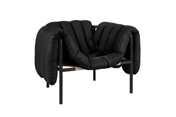 Cadeira lounge Puffy - Black leather-black grey - Hem