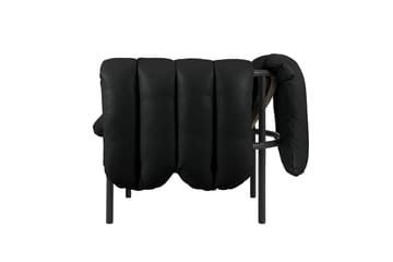 Cadeira lounge Puffy - Black leather-black grey - Hem