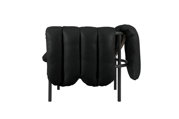 Cadeira lounge Puffy, Black leather-black grey Hem