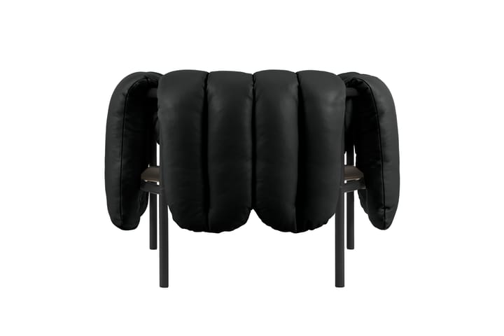 Cadeira lounge Puffy, Black leather-black grey Hem