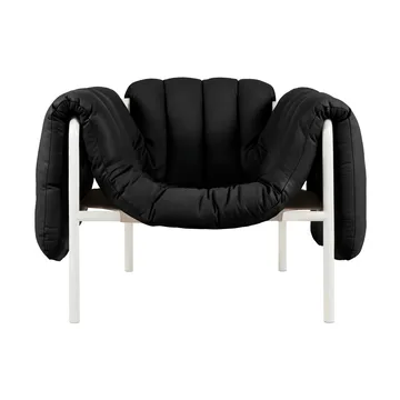 Cadeira lounge Puffy - Black leather-cream - Hem